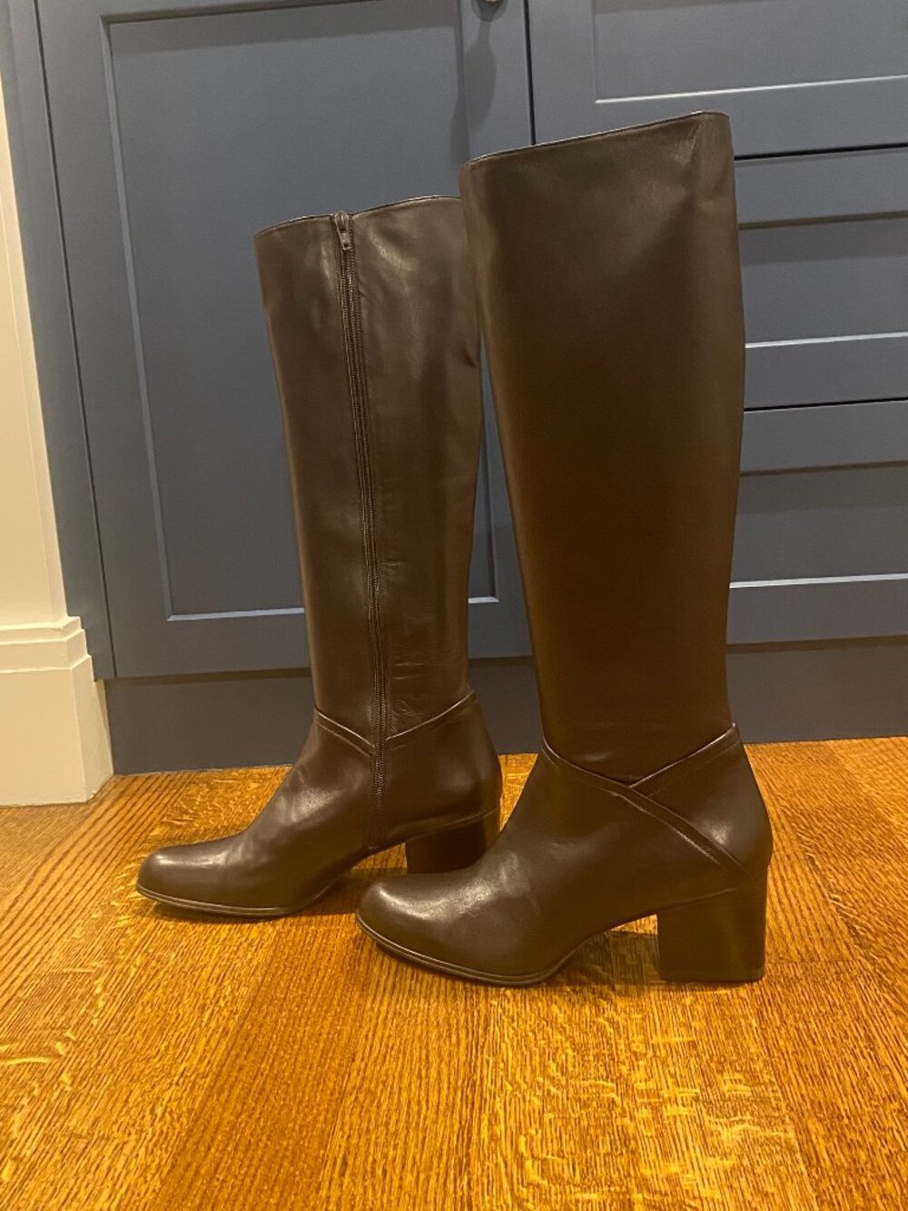 Stuart Weitzman Chocolate Brown Leather Knee-High Boots – Made in Spain